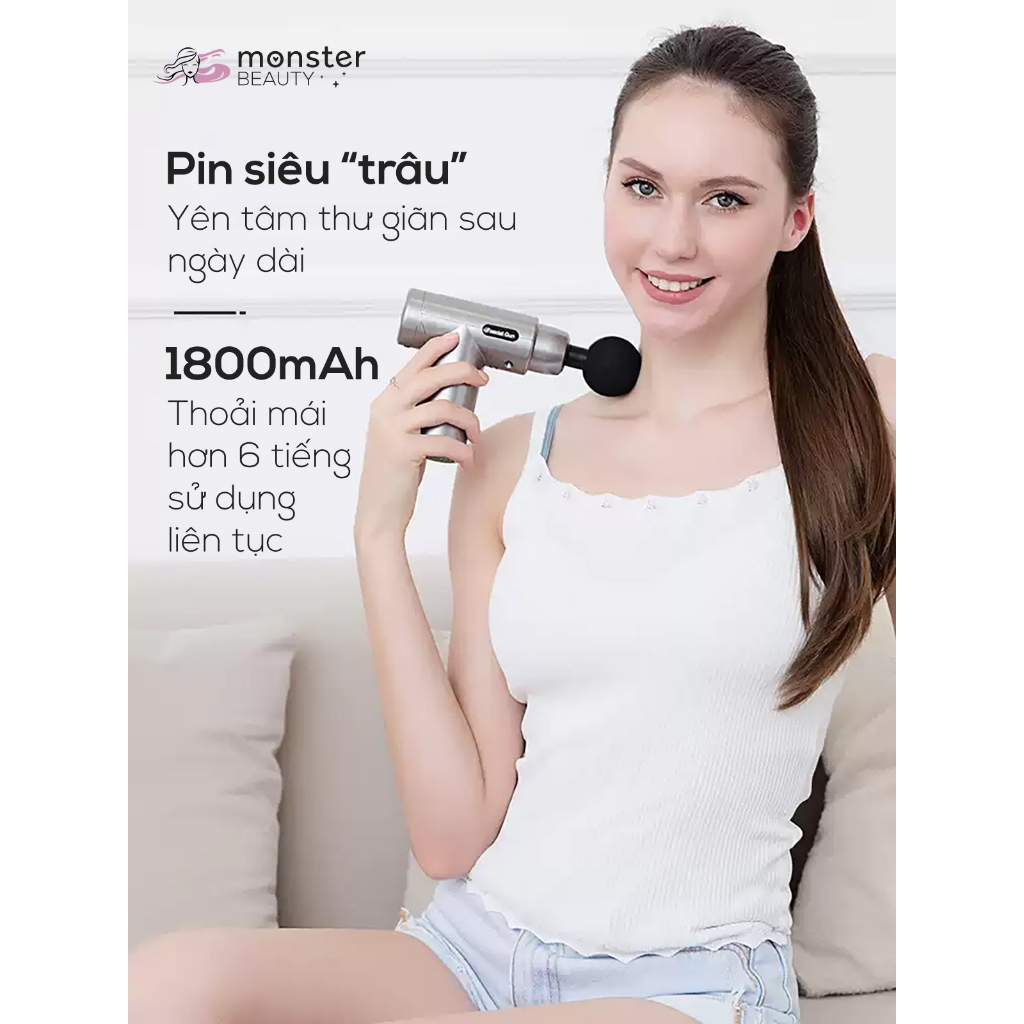 Máy Massage Cầm Tay Gun OSK-802 Thư Giãn Toàn Thân 4 Đầu 6 Chế Độ