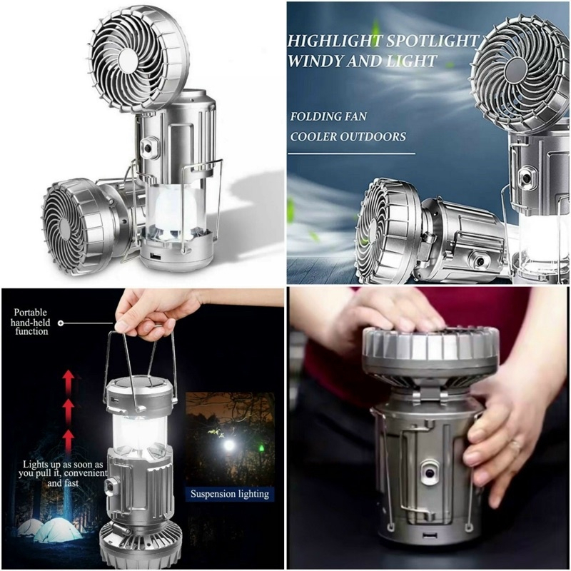 Đèn Pin Năng Lượng Mặt Trời 9399 Tích Hợp Quạt, Đèn Bão, Đèn Măng Xông, Đèn Cắm Trại, Sáng Mạnh Gió Khỏe